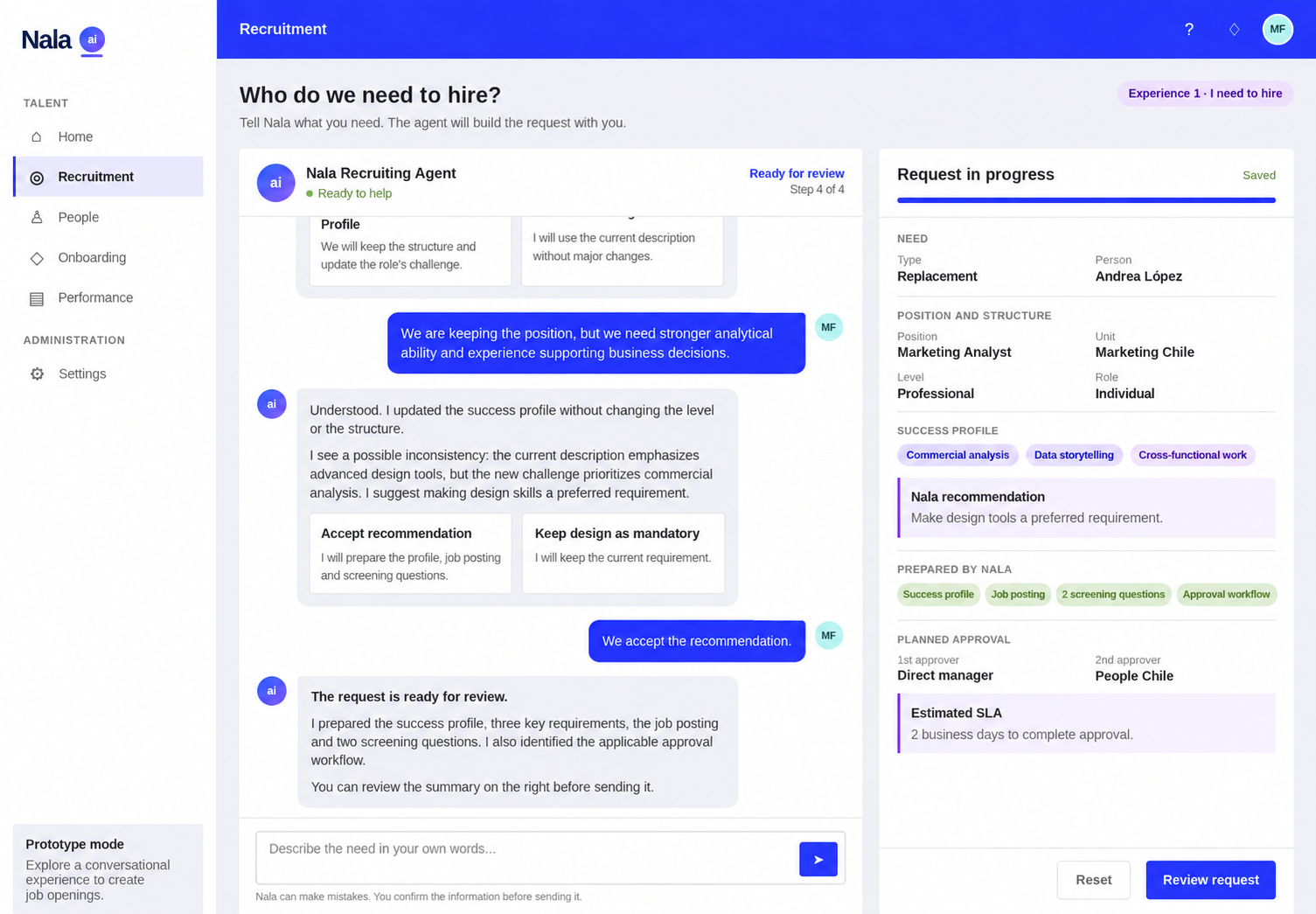 Applicant Tracking System (ATS), Nala software screen
